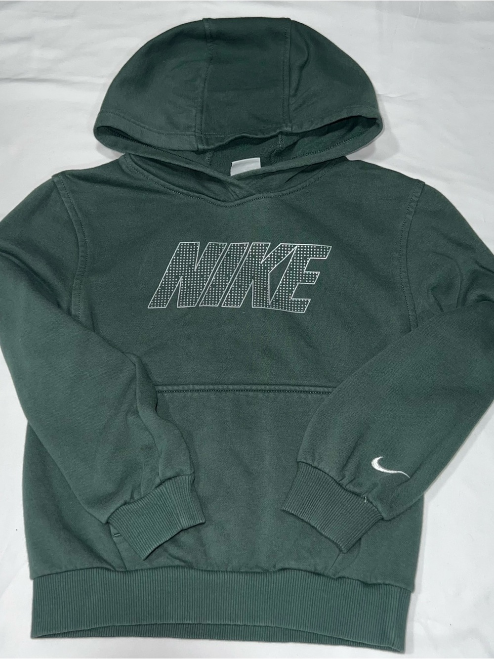 Nike Boy’s Dark Green Pullover Hoodie with White Logo